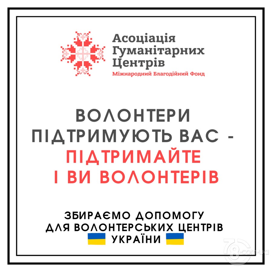 «Асоціація Гуманітарних Центрів» збирає допомогу для волонтерських центрів України!